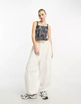 Синий джинсовый корсет COLLUSION с открытыми швами в стиле пэчворк