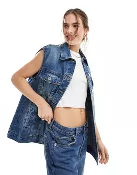 Синий джинсовый жилет оверсайз ASOS DESIGN