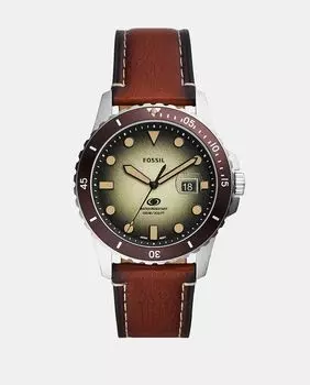 Синий FS5961 Коричневые мужские часы из экологически чистой кожи Fossil, коричневый