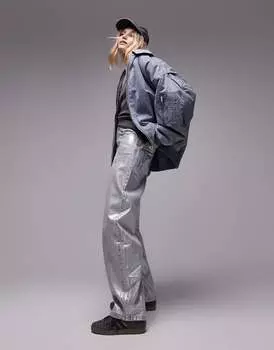 Синий хлопковый бомбер Topshop