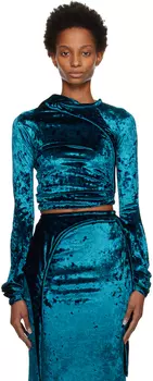 Синий худи асимметричного кроя Ottolinger