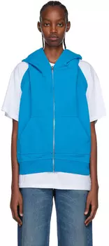 Синий худи с вырезом MM6 Maison Margiela