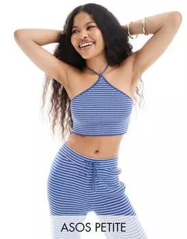 Синий и темно-синий вязаный топ в полоску ASOS DESIGN Petite, входит в комплект