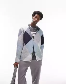 Синий и зеленый кардиган с бриллиантами Topman