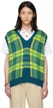 Синий и зеленый жилет в клетку Versace