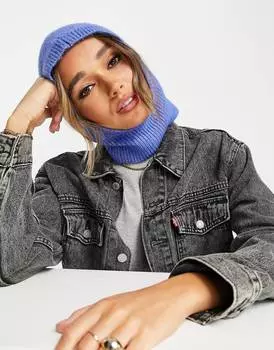 Синий капюшон в рубчик ASOS DESIGN