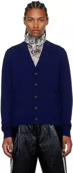 Синий кардиган с Y-образным вырезом Dries Van Noten