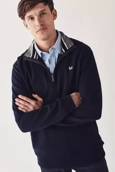 Синий классический свитер на молнии 1/2 Crew Clothing Company, синий