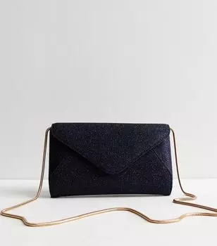 Синий клатч с блестящей цепочкой New Look, синий