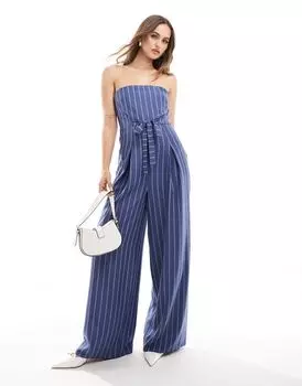 Синий комбинезон-бандо с поясом ASOS DESIGN