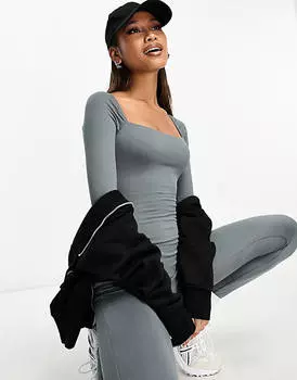 Синий комбинезон из мягкой ткани с открытыми плечами ASOS DESIGN