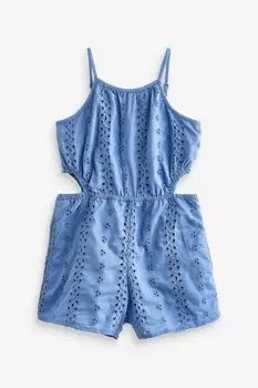 Синий комбинезон с вырезами и высоким вырезом Abercrombie & Fitch, синий