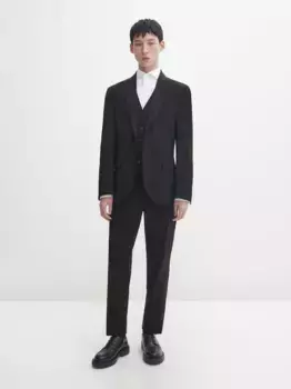 Синий комфортный жилет из эластичного костюма Massimo Dutti, синий