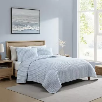 Синий комплект с полосками Nautica Coleridge King Quilt-Sham, цвет Abyss Navy