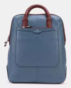 Синий кожаный женский рюкзак Scharlau