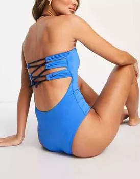 Синий купальник-бандо Nike для плавания Nike