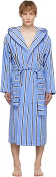 Синий махровый халат с капюшоном Tekla