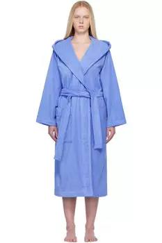 Синий махровый халат с капюшоном Tekla