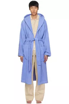 Синий махровый халат с капюшоном Tekla