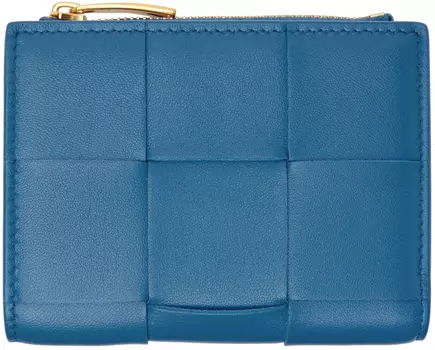 Синий маленький складной бумажник с кассетой Bottega Veneta