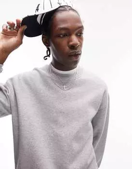 Синий меланжевый оверсайз-свитшот Topman