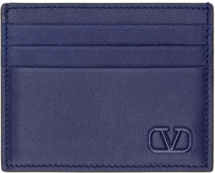 Синий мини-картхолдер с логотипом VLogo Valentino Garavani