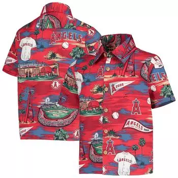 Синий молодежный топ на пуговицах Reyn Spooner Los Angeles Angels Scenic Unbranded