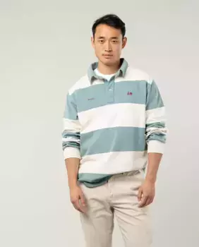 Синий мужской поло с длинным рукавом Scotta 1985, бирюзовый