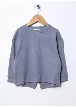 Синий однотонный свитер с круглым вырезом и длинными рукавами для девочек AMY GIRL Limon, синий