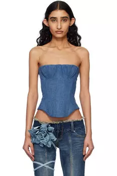 Синий переработанный джинсовый корсет Bella Fanc Club