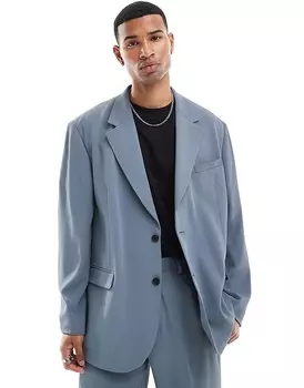 Синий пиджак оверсайз с напуском ASOS DESIGN