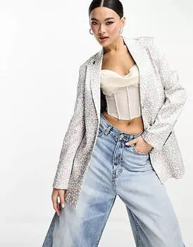 Синий пиджак с леопардовым принтом Twisted Tailor