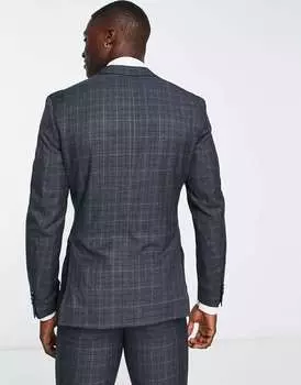 Синий пиджак в клетку супертонкого кроя Jack & Jones Premium
