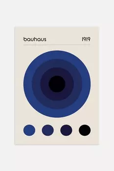 Синий плакат баухауза Postery, 50x70 см, синий