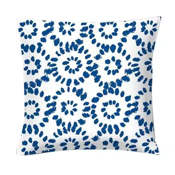 Синий плед с геометрическим принтом и квадратной подушкой, подушка для дивана и стула-14 # Stuttg