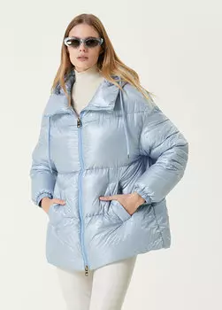 Синий пуховик с капюшоном Herno