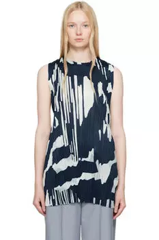 Синий рефракционный топ PLEATS PLEASE ISSEY MIYAKE