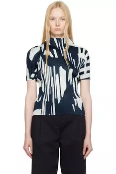 Синий рефракционный топ PLEATS PLEASE ISSEY MIYAKE