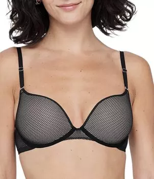 Синий сексуальный бюстгальтер пуш-ап в сеточку Skarlett Mischief на косточках Skarlett Blue, черный