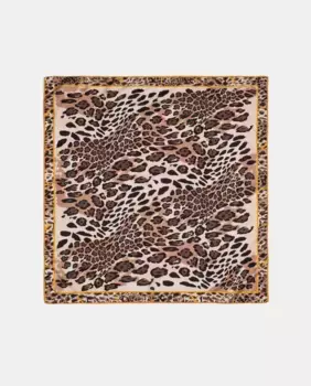 Синий шарф Naulover с цветочным принтом и логотипом, коричневый