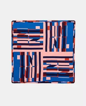 Синий шарф с полосатым принтом и разноцветными логотипами Naulover, синий