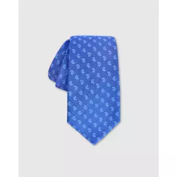 Синий шелковый галстук Olimpo с узором пейсли, синий