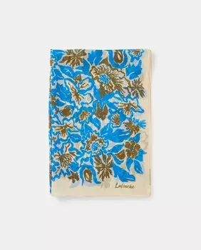 Синий шелковый шарф с цветочным принтом Latouche, синий