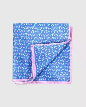 Синий шелковый шарф с маленьким принтом совы Olimpo