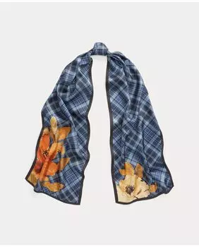 Синий шелковый шарф с принтом Lauren Ralph Lauren, синий