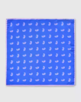 Синий шелковый шарф с принтом пейсли Olimpo, синий