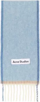 Синий шерстяной мохеровый узкий шарф Acne Studios
