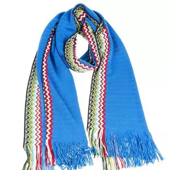 Синий шерстяной мужской шарф Missoni