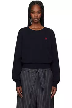 Синий шерстяной свитер Ami de Coeur с круглым вырезом AMI Paris