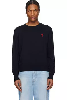 Синий шерстяной свитер Ami de Coeur с круглым вырезом AMI Paris